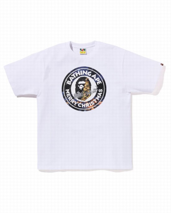 Pánské Tričko Bape Christmas Busy With Pracovní Bílé | 42098JLUZ