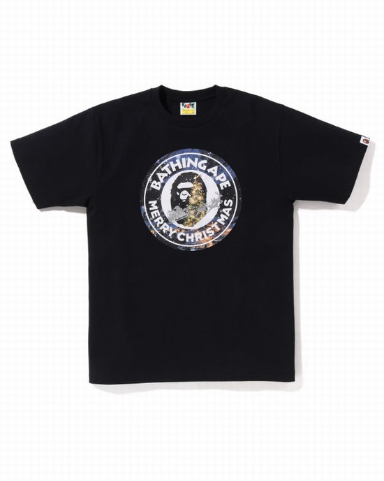 Pánské Tričko Bape Christmas Busy With Pracovní Černé | 58906EYPM