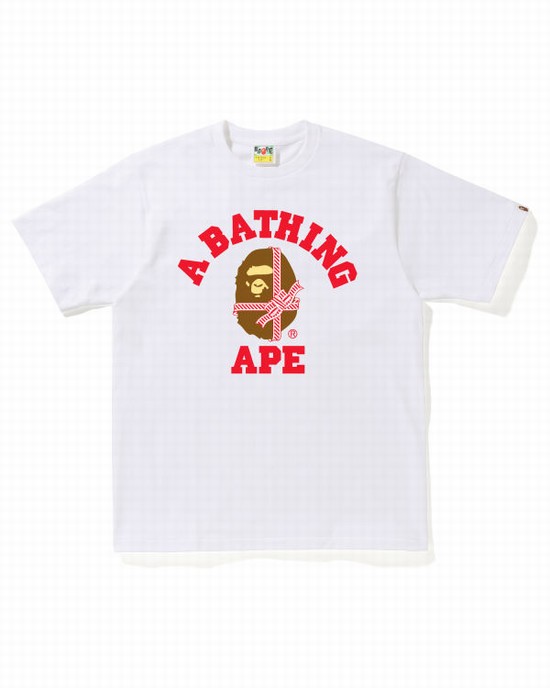 Pánské Tričko Bape Christmas College Bílé | 06531BADP