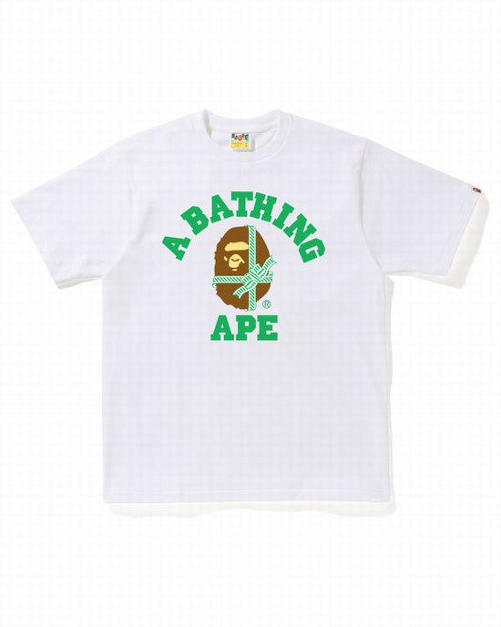 Pánské Tričko Bape Christmas College Bílé | 30478NTPZ
