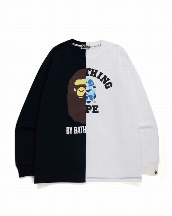 Pánské Tričko Bape College & By Bathing Relax Fit Tmavě Blankyt Blankyt | 37650HOMV