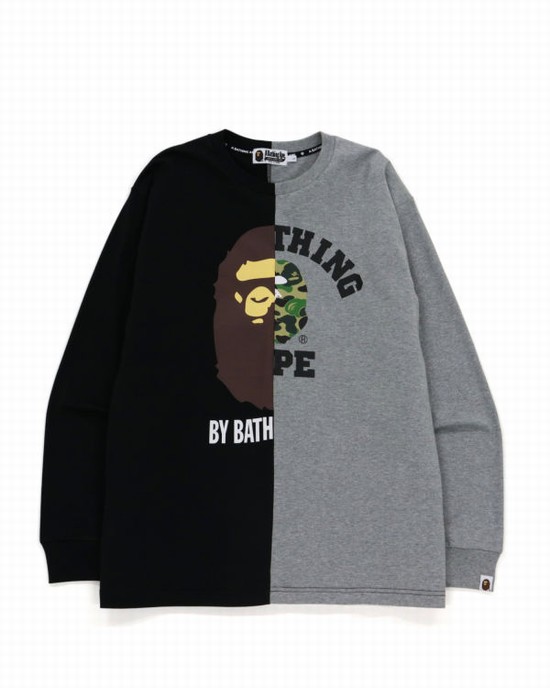 Pánské Tričko Bape College & By Bathing Relax Fit Černé | 69430HRIQ