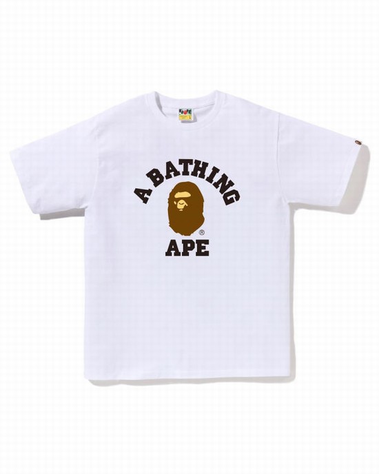 Pánské Tričko Bape College Bílé | 10829FQUH