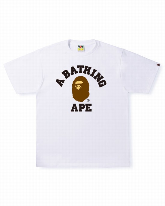 Pánské Tričko Bape College Bílé | 35169TOPR