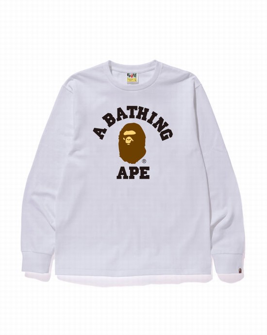 Pánské Tričko Bape College Bílé | 94685HPLW