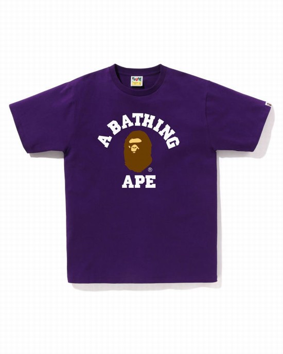 Pánské Tričko Bape College Fialové | 71293TNCE