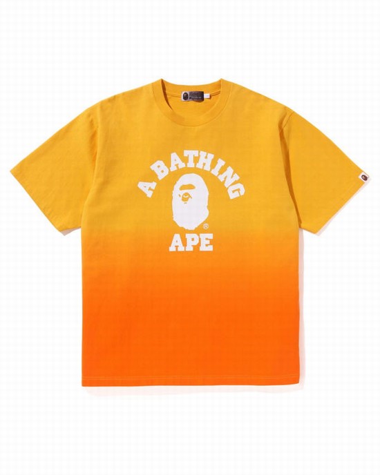 Pánské Tričko Bape College Gradation Relaxed Fit Oranžové | 14096CGVB