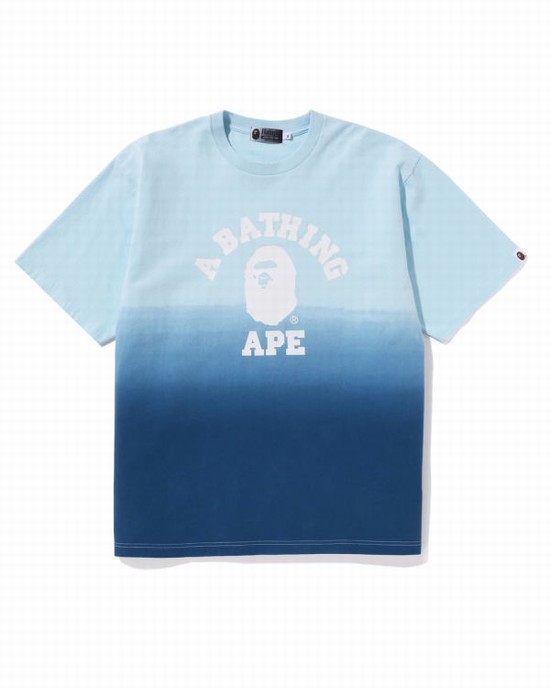 Pánské Tričko Bape College Gradation Relaxed Fit Blankyt | 14682KXCQ