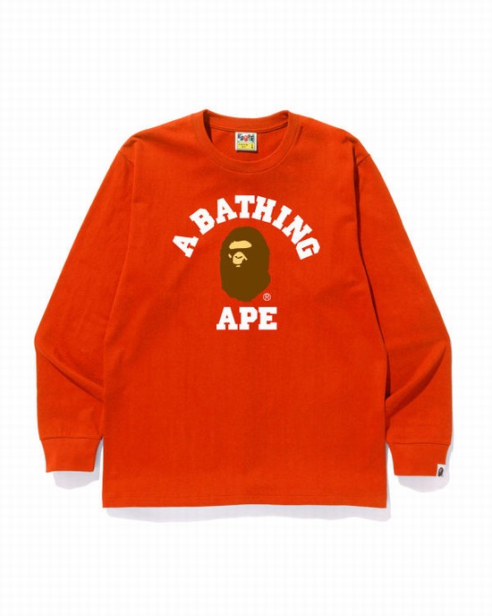 Pánské Tričko Bape College Oranžové | 16470PWYQ
