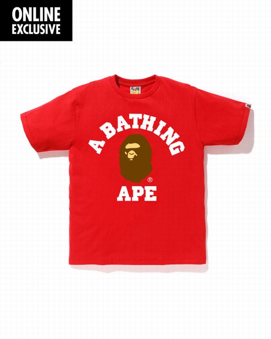 Pánské Tričko Bape College Světle Červené | 10365ZYET