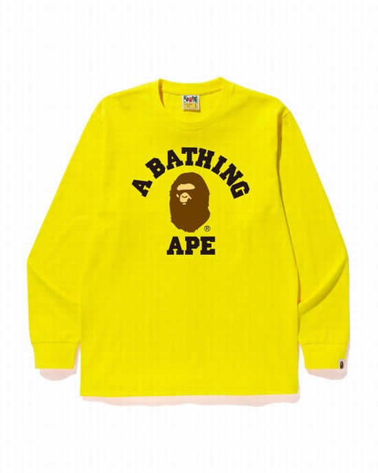 Pánské Tričko Bape College Žluté | 04857QMBD