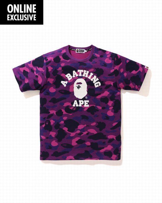 Pánské Tričko Bape Color Camo College Fialové | 04537KIWA
