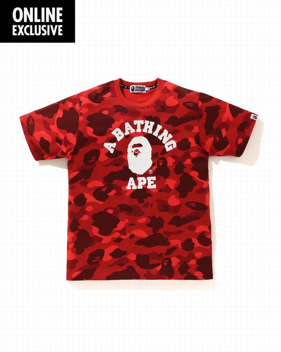 Pánské Tričko Bape Color Camo College Světle Červené | 65194MPYA