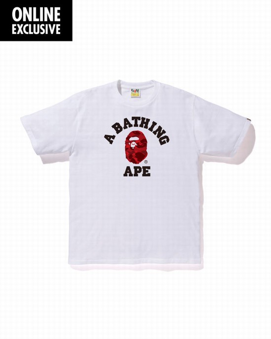 Pánské Tričko Bape Color Camo College Tmavě Červené | 04357ACSN