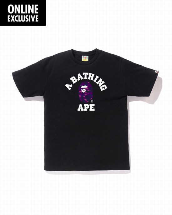 Pánské Tričko Bape Color Camo College Tmavě Fialové | 13705JRKY