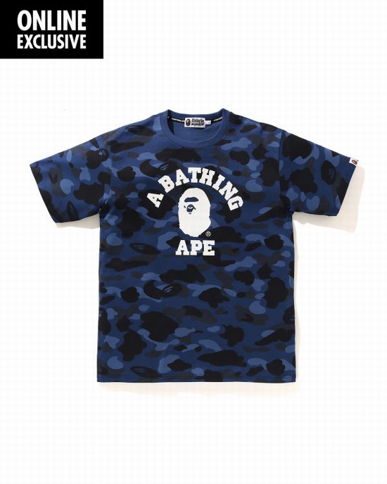 Pánské Tričko Bape Color Camo College Tmavě Blankyt Blankyt | 47058NHFE
