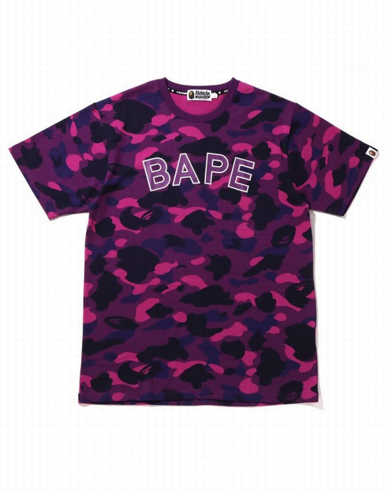 Pánské Tričko Bape Color Camo Fialové | 83214LOAZ