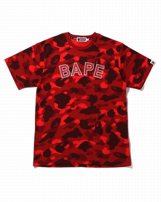Pánské Tričko Bape Color Camo Světle Červené | 64123MZUP
