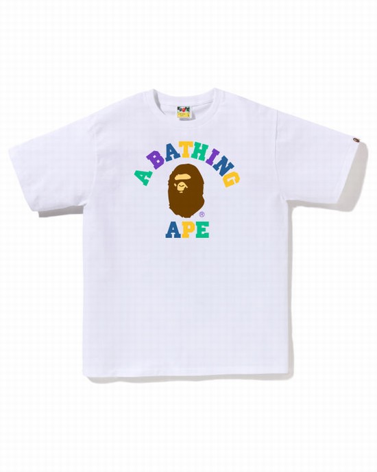 Pánské Tričko Bape Colors College Bílé | 61487RXMU