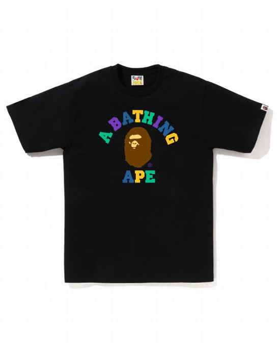 Pánské Tričko Bape Colors College Černé | 83024GBTF