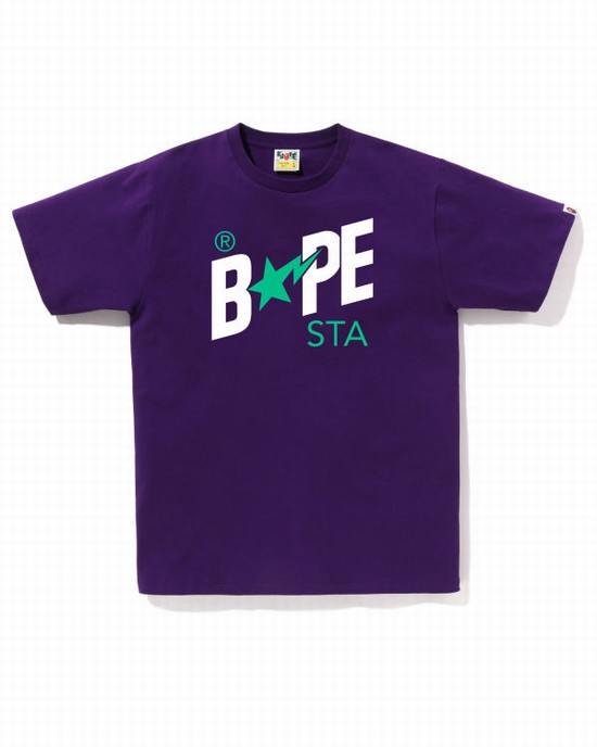 Pánské Tričko Bape Colors STA Logo Fialové | 79160RVOP