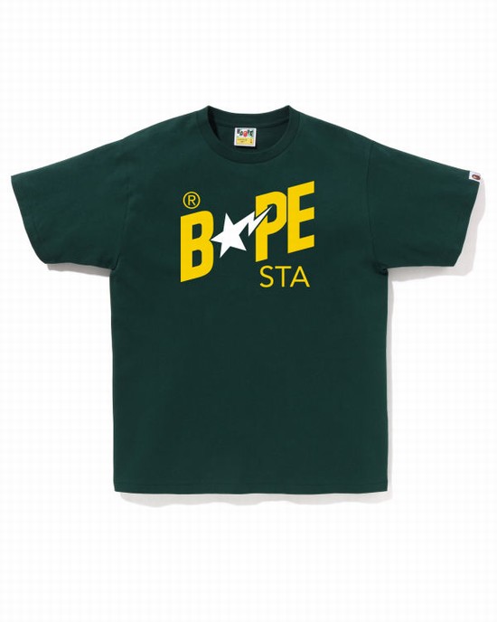 Pánské Tričko Bape Colors STA Logo Tmavě Zelene | 61957BXOC