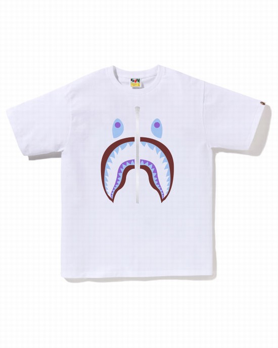 Pánské Tričko Bape Colors Shark Bílé | 23457GORS
