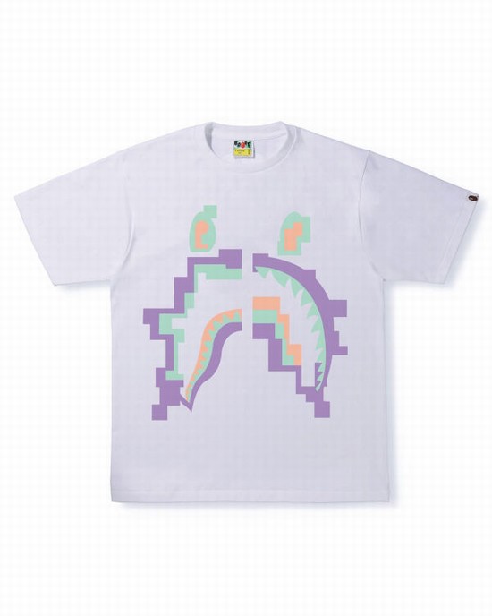 Pánské Tričko Bape Digitální Shark Bílé | 74189MJOR