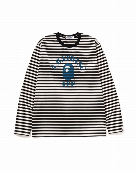 Pánské Tričko Bape Discharge College Hoop L/S Bílé | 58429GJIH