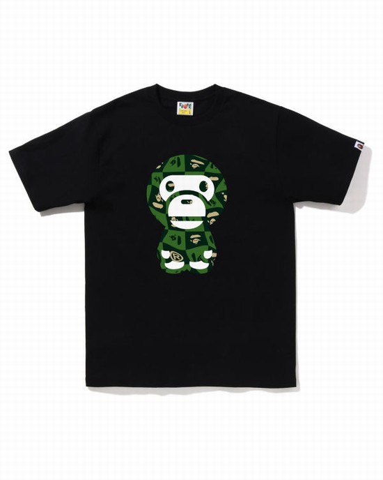 Pánské Tričko Bape Distortion Big Milo Černé | 69402YXDR