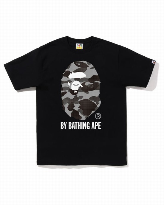 Pánské Tričko Bape Grid Camo By Bathing Ape Černé | 46239YQXJ