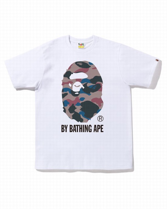 Pánské Tričko Bape Grid Camo By Bathing Ape Bílé | 53290YPVE