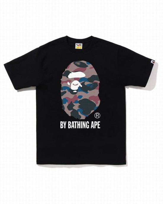 Pánské Tričko Bape Grid Camo By Bathing Ape Černé | 71845UJOC