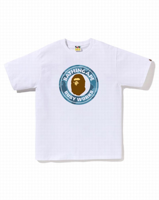 Pánské Tričko Bape Honeycomb Camo Busy Works Bílé | 24896KTVS