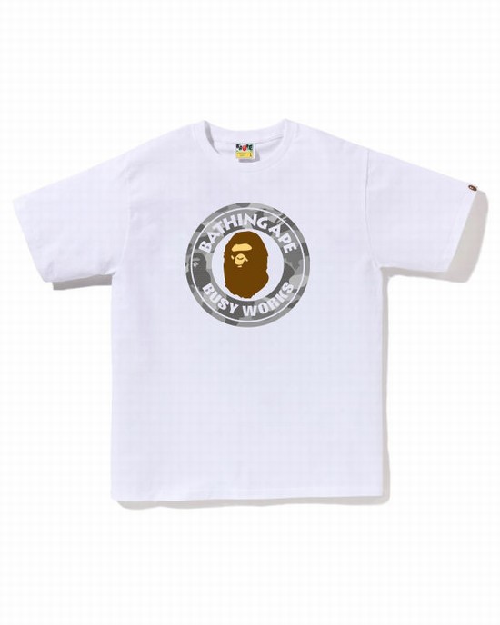Pánské Tričko Bape Honeycomb Camo Busy Works Bílé | 31246OLHX