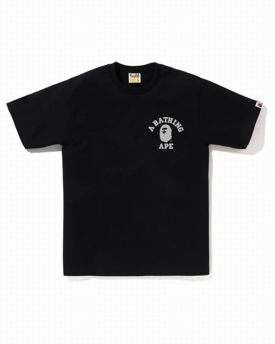 Pánské Tričko Bape Honeycomb Camo College ATS Černé | 23608LGAX