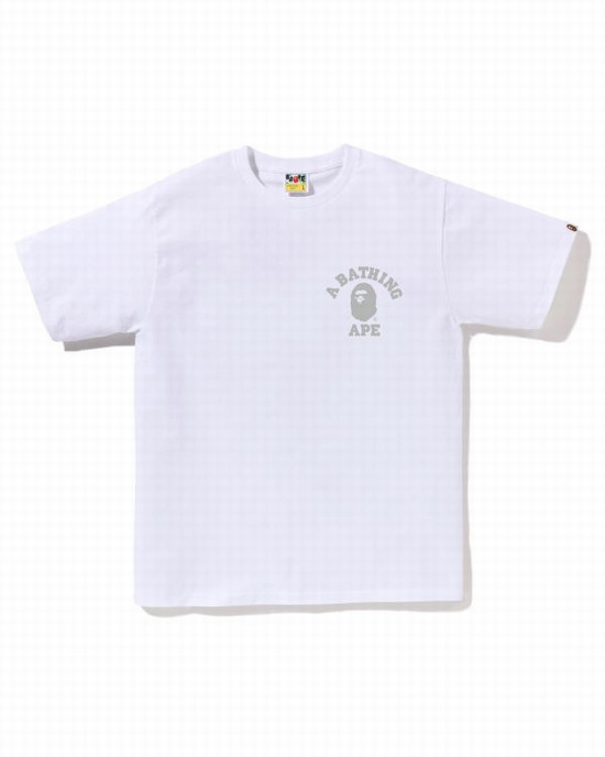 Pánské Tričko Bape Honeycomb Camo College ATS Bílé | 35126FBHO