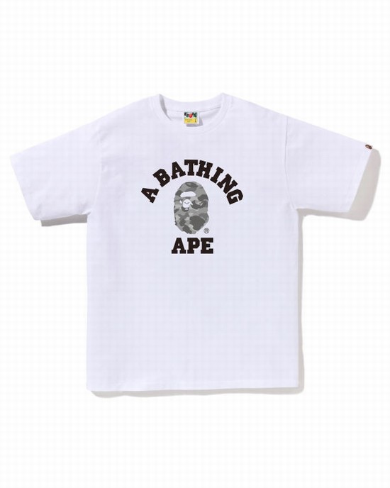 Pánské Tričko Bape Honeycomb Camo College Bílé | 46192JLIE