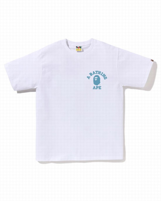 Pánské Tričko Bape Honeycomb Camo College ATS Bílé | 67513HYJF