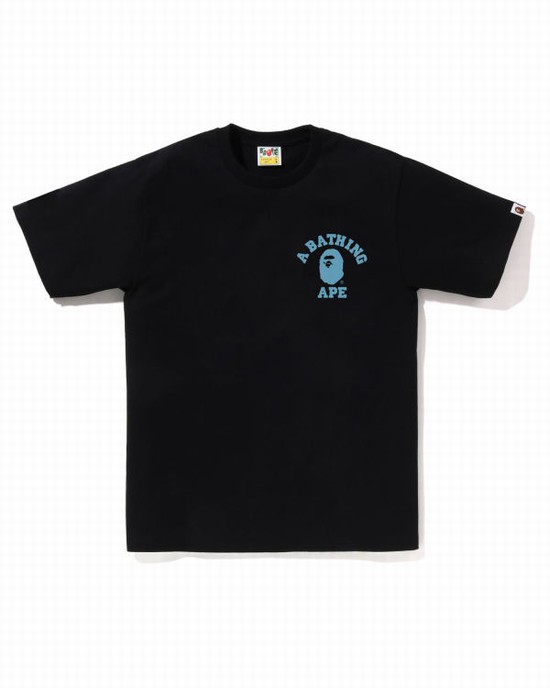 Pánské Tričko Bape Honeycomb Camo College ATS Černé | 85371ERBC