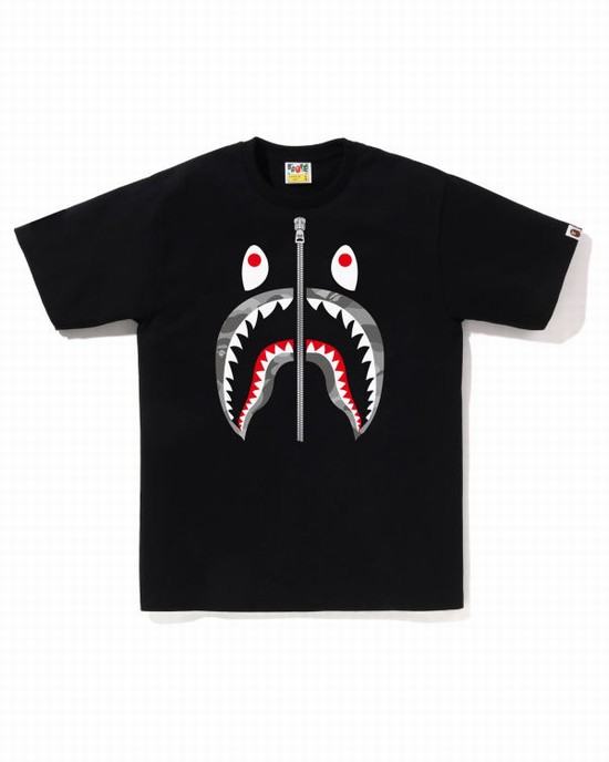 Pánské Tričko Bape Honeycomb Camo Shark Černé | 05719SIJV