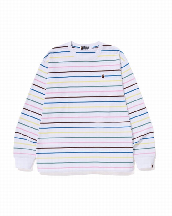 Pánské Tričko Bape Hoop Relaxed Fit L/S Bílé | 53249UBIV