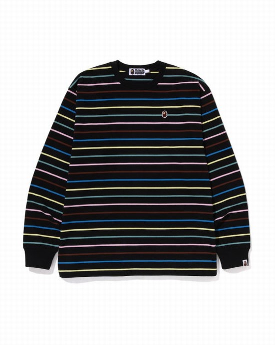 Pánské Tričko Bape Hoop Relaxed Fit L/S Černé | 69201EYBL
