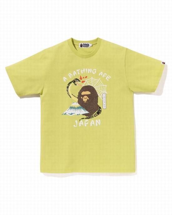 Pánské Tričko Bape Japanese Culture Žluté | 92631KAEH