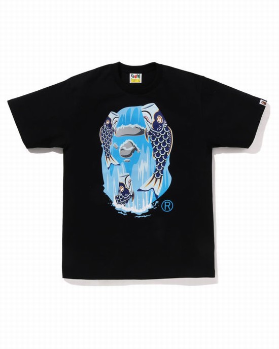 Pánské Tričko Bape Koinobori Waterfall Ape Head Černé | 93801WCJR