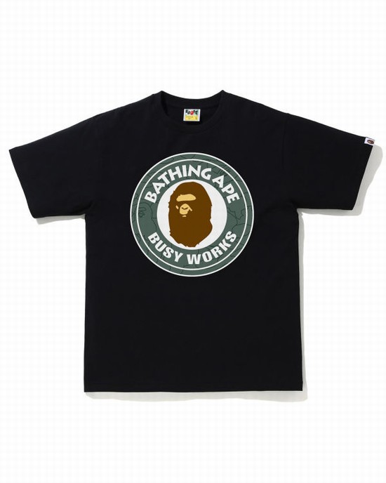 Pánské Tričko Bape Line 1st Camo Busy Works Černé | 12954ALJM