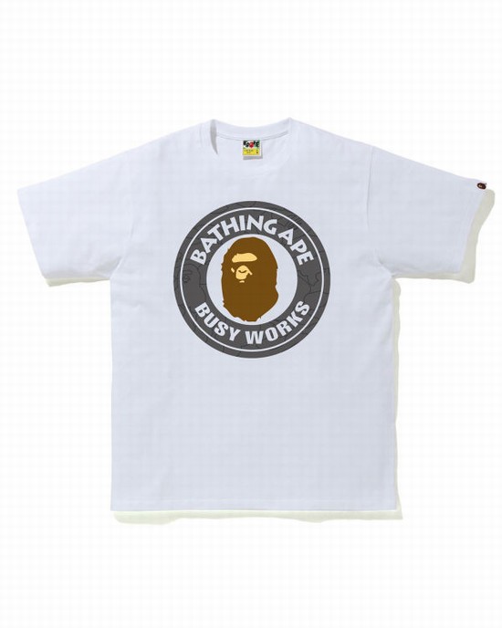 Pánské Tričko Bape Line 1st Camo Busy Works Bílé | 65037FPRN