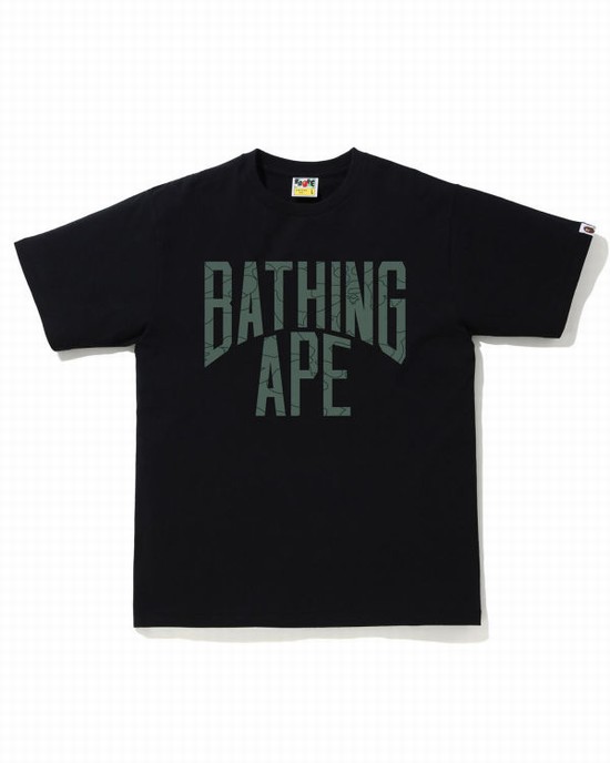 Pánské Tričko Bape Line 1st Camo NYC Logo Černé | 72480LRGY