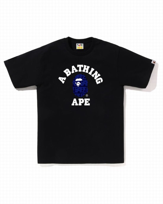 Pánské Tričko Bape Logo Monogram College Černé | 04961TCDM