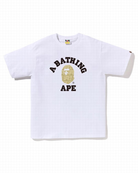 Pánské Tričko Bape Logo Monogram College Bílé | 49326FUNZ